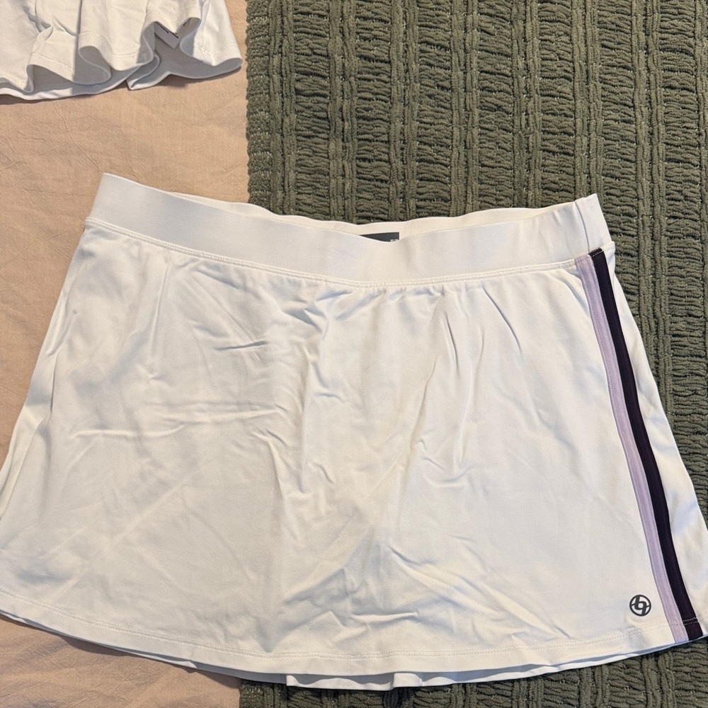 Lija White Mini Skirt with Purple Accent